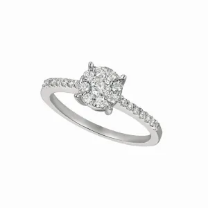 0.50 CARAT NATURAL DIAMOND CLUSTER ENGAGEMENT RING G SI 14K GOLD
