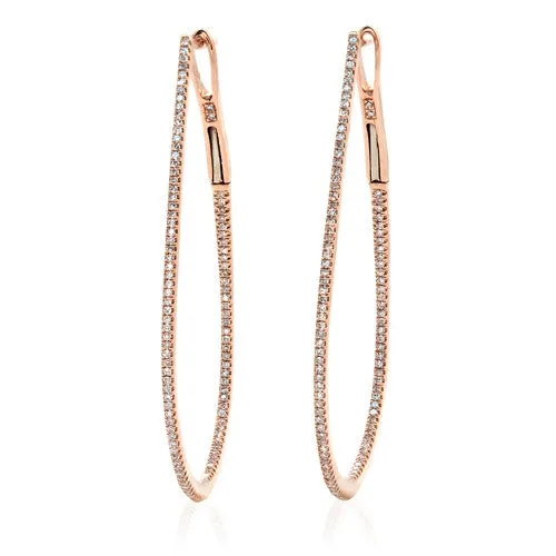 0.68ct In&Out Round Diamond Dangling Earrings 18k Rose Gold