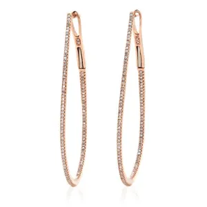 0.68ct In&Out Round Diamond Dangling Earrings 18k Rose Gold
