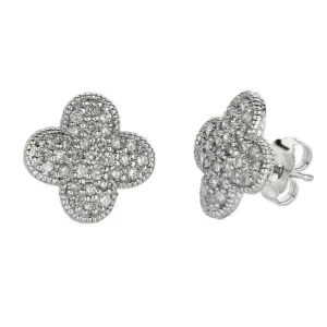 0.74 Carat Natural Diamond Earrings G SI 14K White Gold
