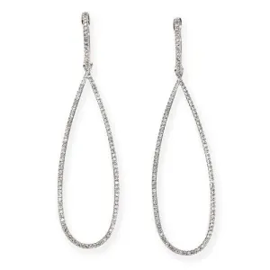 0.76ct In&Out Round Diamond Dangling Earrings 18k White Gold