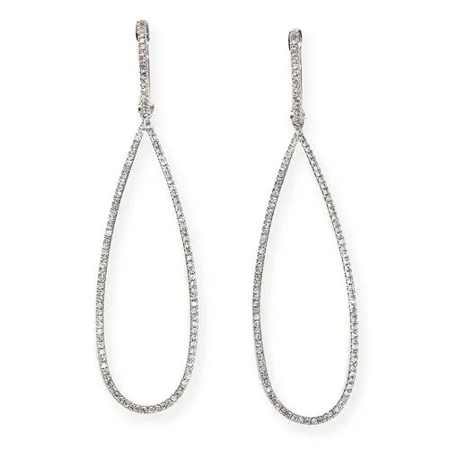 0.76ct In&Out Round Diamond Dangling Earrings 18k White Gold
