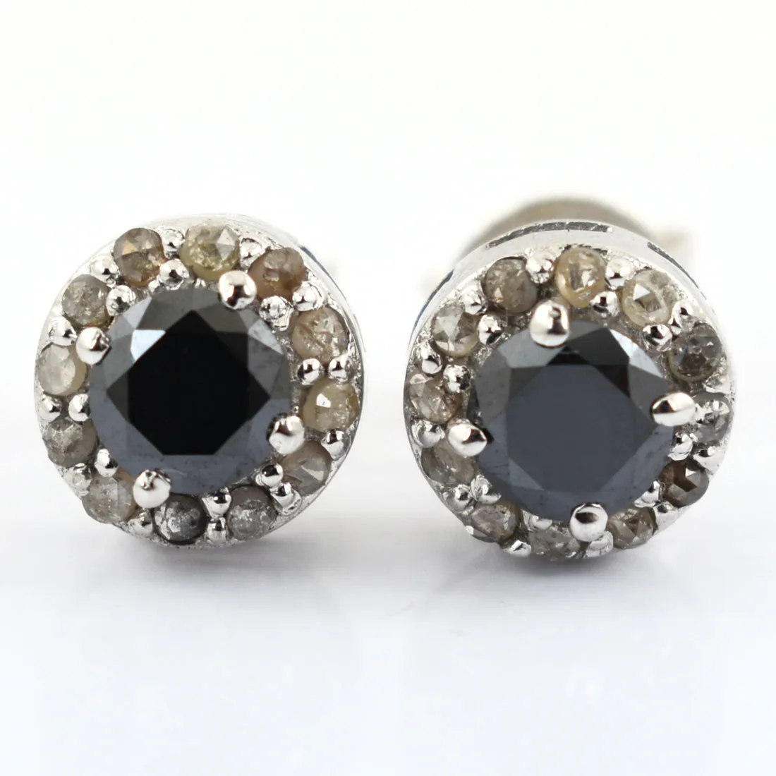 1 Ct AAA Certified Black Diamond Solitaire Studs with Diamond Accents, Amazing Collection with Great Shine