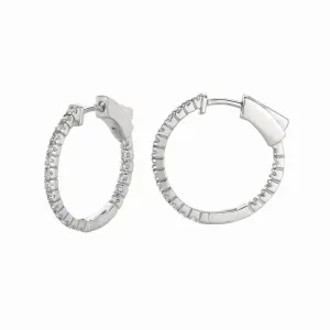 1 POINTER HOOP EARRINGS/PATENTED SNAP LOCK 14K GOLD (0.5 CTW)