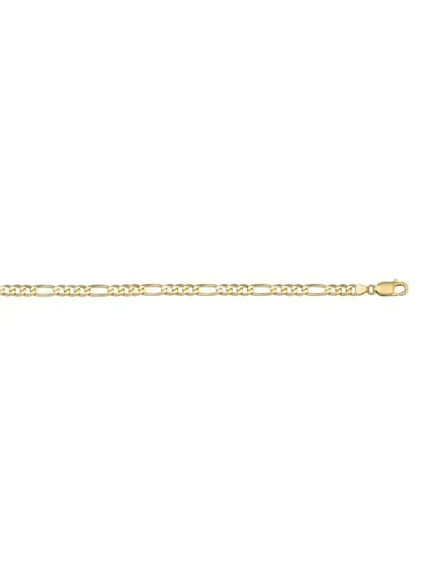 10, 14 Karat Yellow Gold Figaro Link 3.9 mm Italian Bracelet