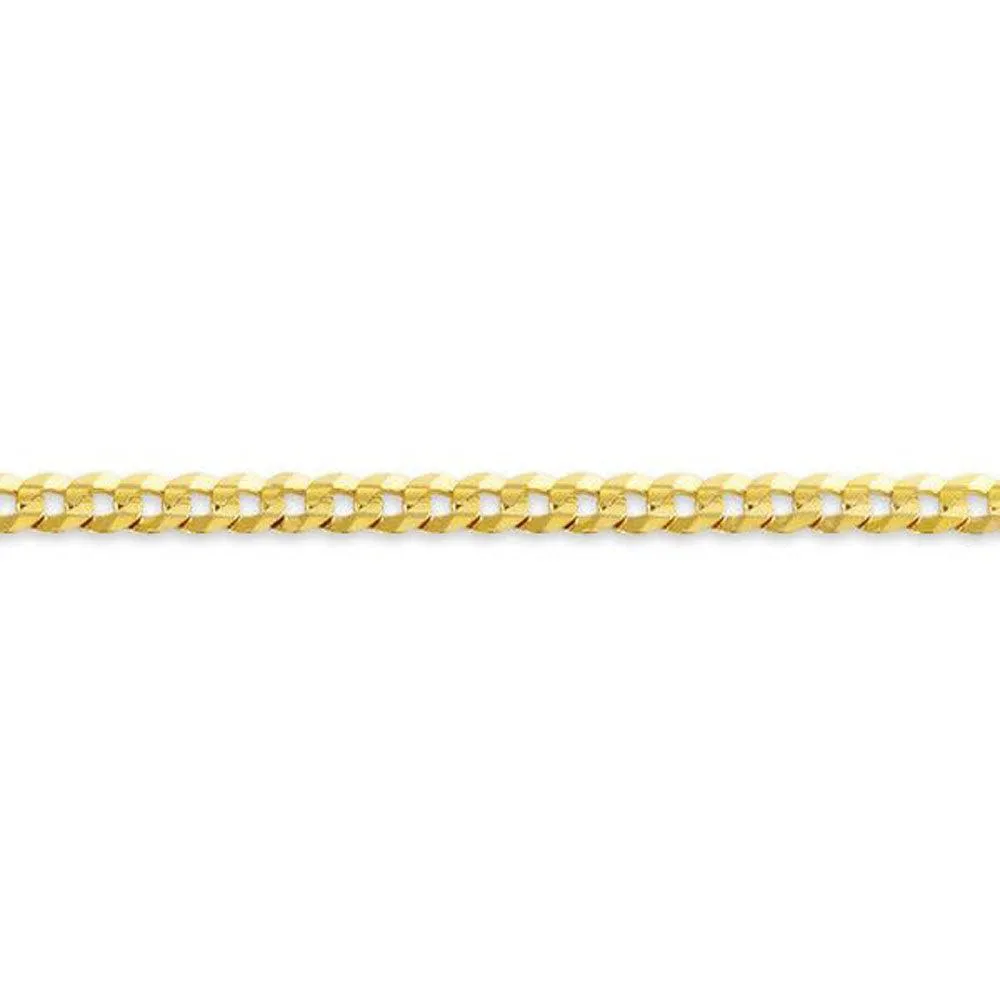 10, 14 Karat Yellow Gold Open Link Curb 3.0 mm Italian Bracelet