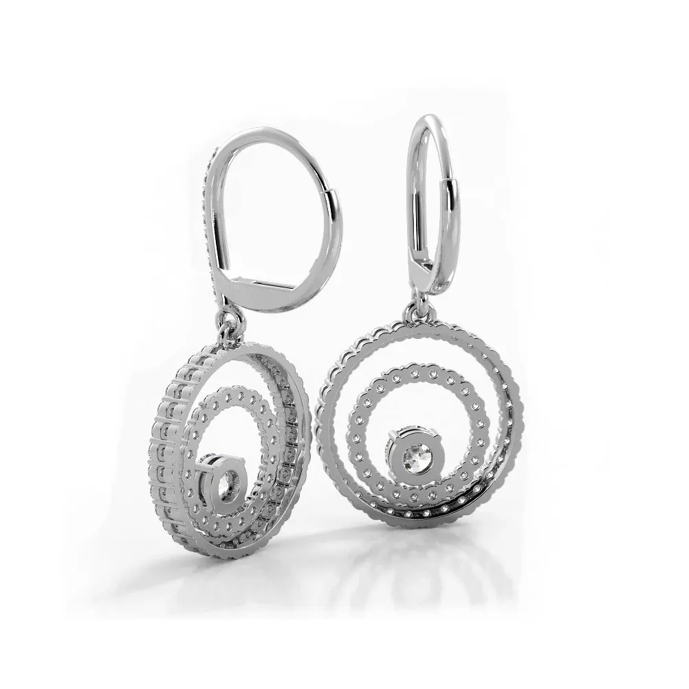1.0 ctw. Double Circle Diamond Dangling Earrings
