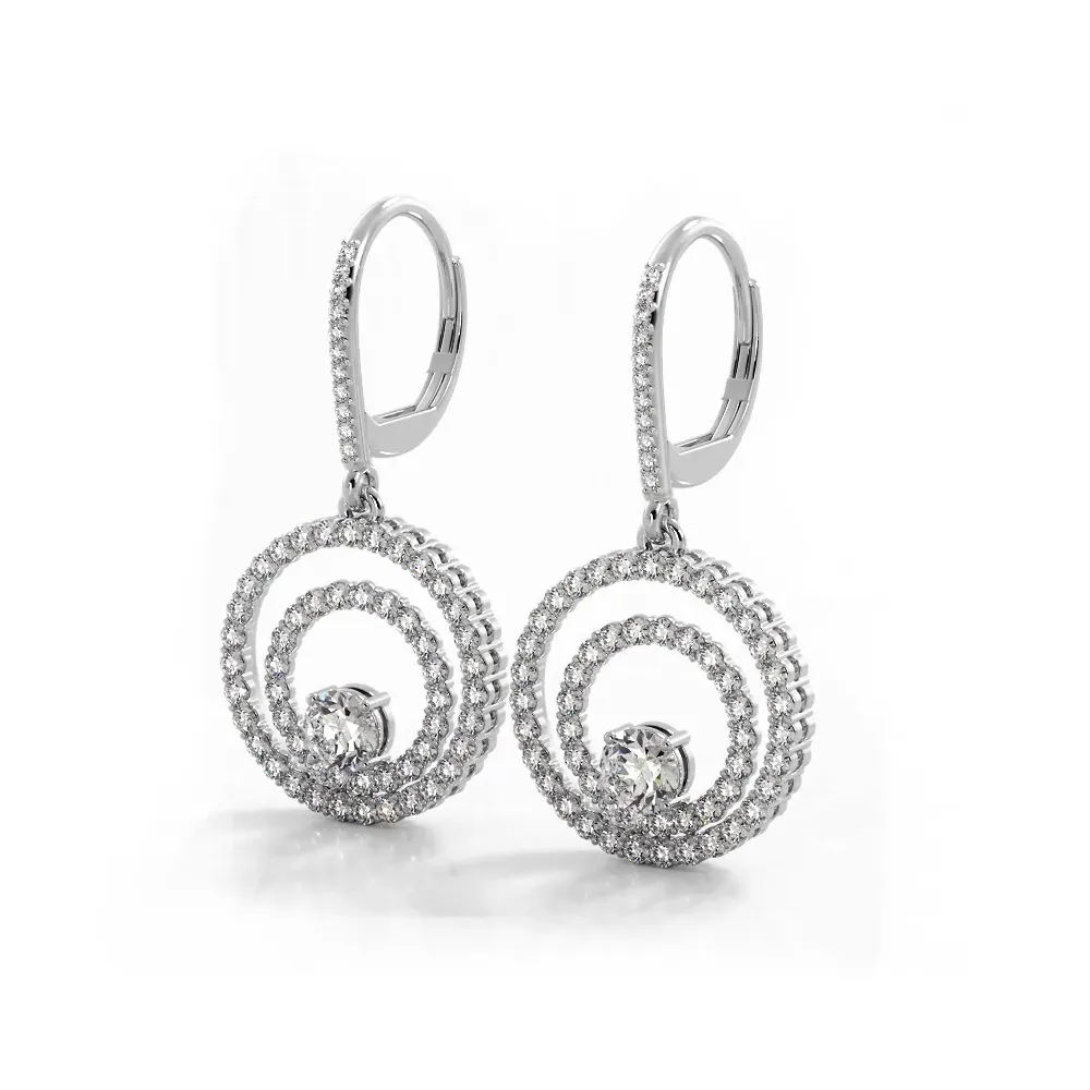 1.0 ctw. Double Circle Diamond Dangling Earrings