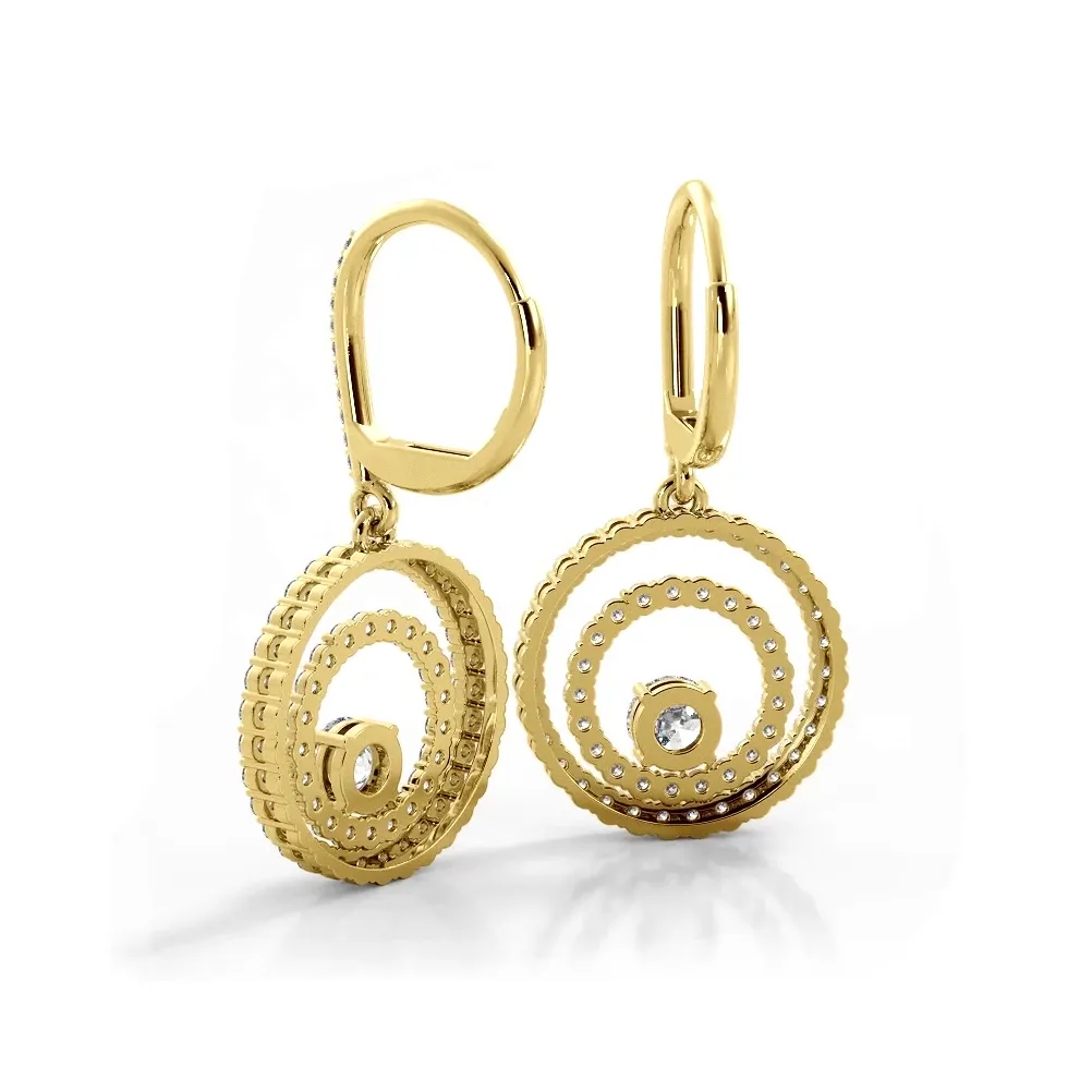 1.0 ctw. Double Circle Diamond Dangling Earrings