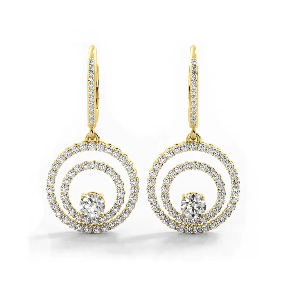 1.0 ctw. Double Circle Diamond Dangling Earrings