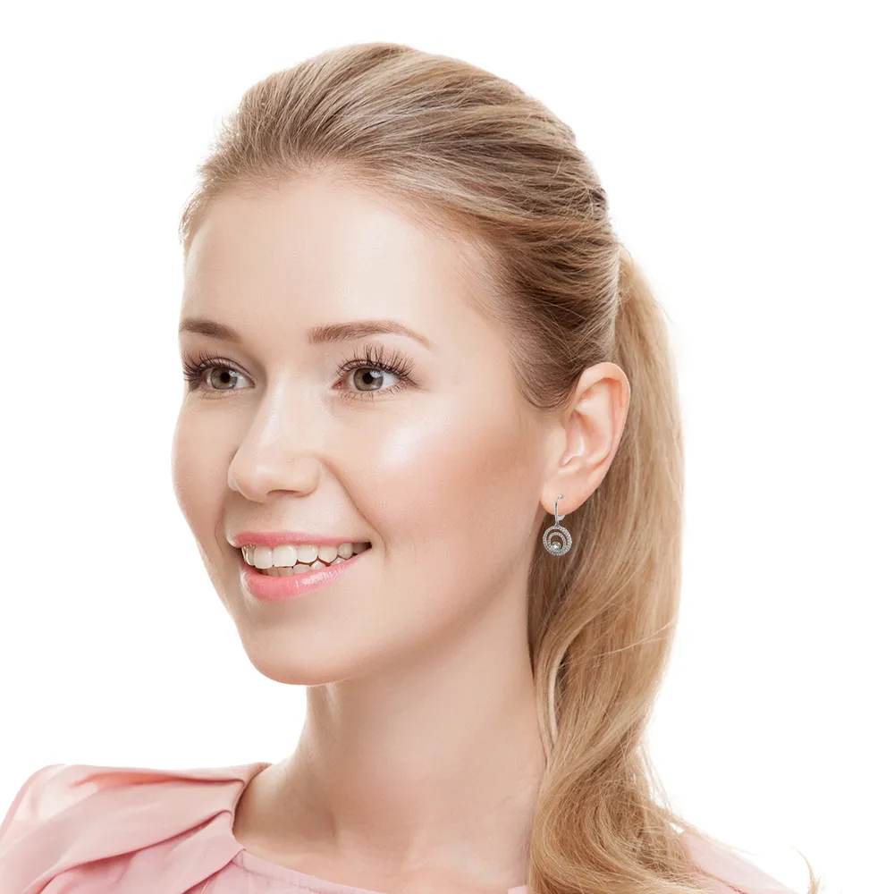 1.0 ctw. Double Circle Diamond Dangling Earrings