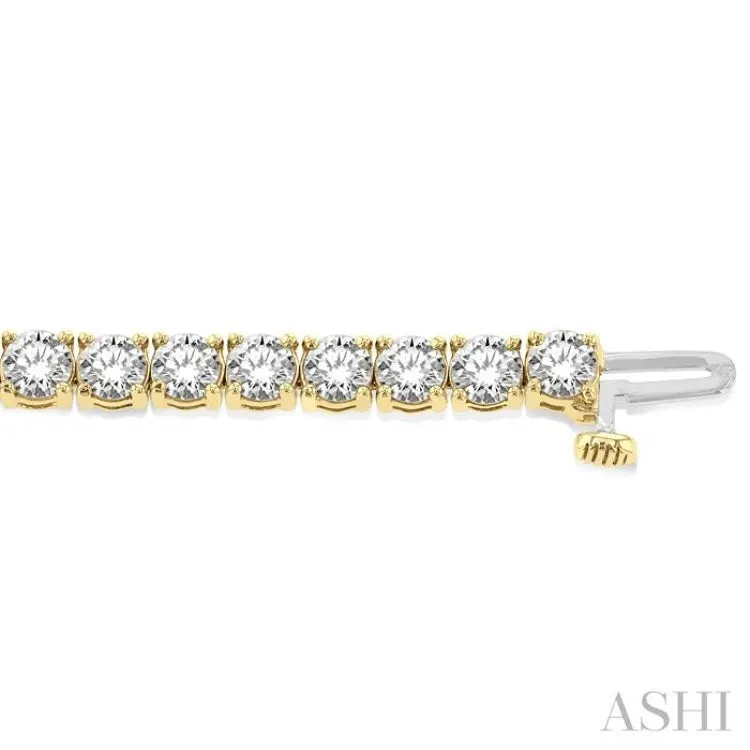 10 ctw Round Cut Diamond Tennis Bracelet in 14K Yellow Gold