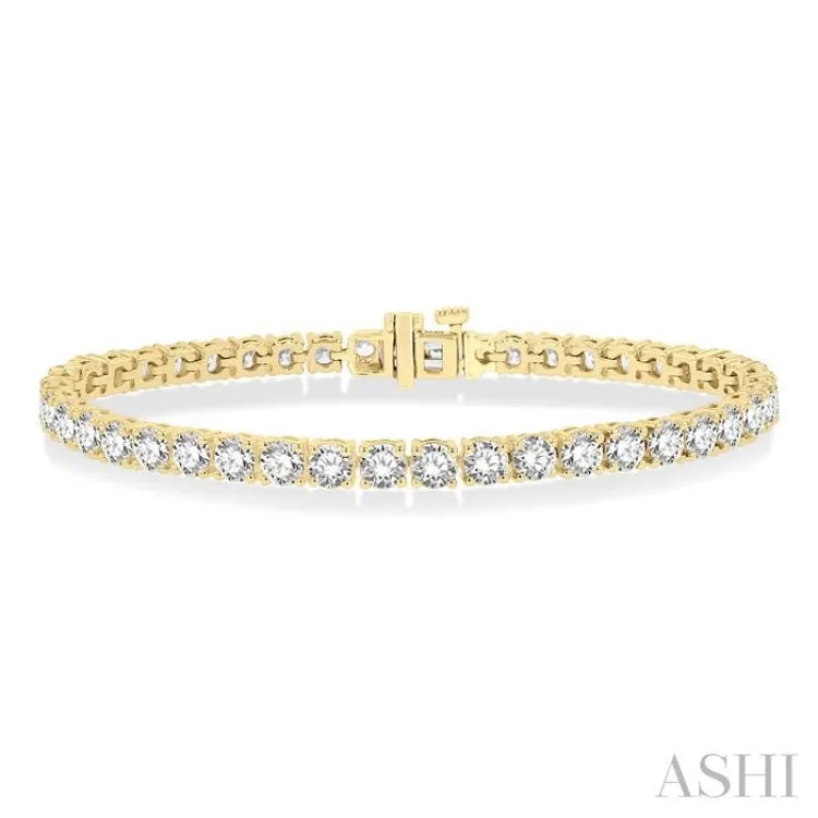 10 ctw Round Cut Diamond Tennis Bracelet in 14K Yellow Gold