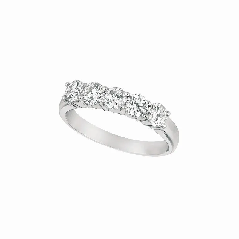 1.00 CARAT 5 STONE DIAMOND RING BAND 14K GOLD