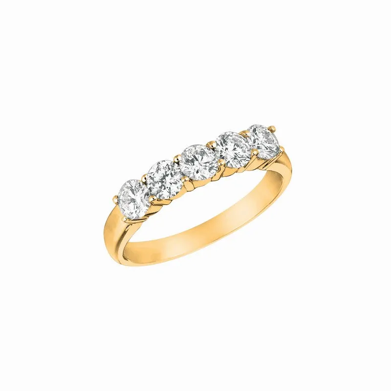 1.00 CARAT 5 STONE DIAMOND RING BAND 14K GOLD