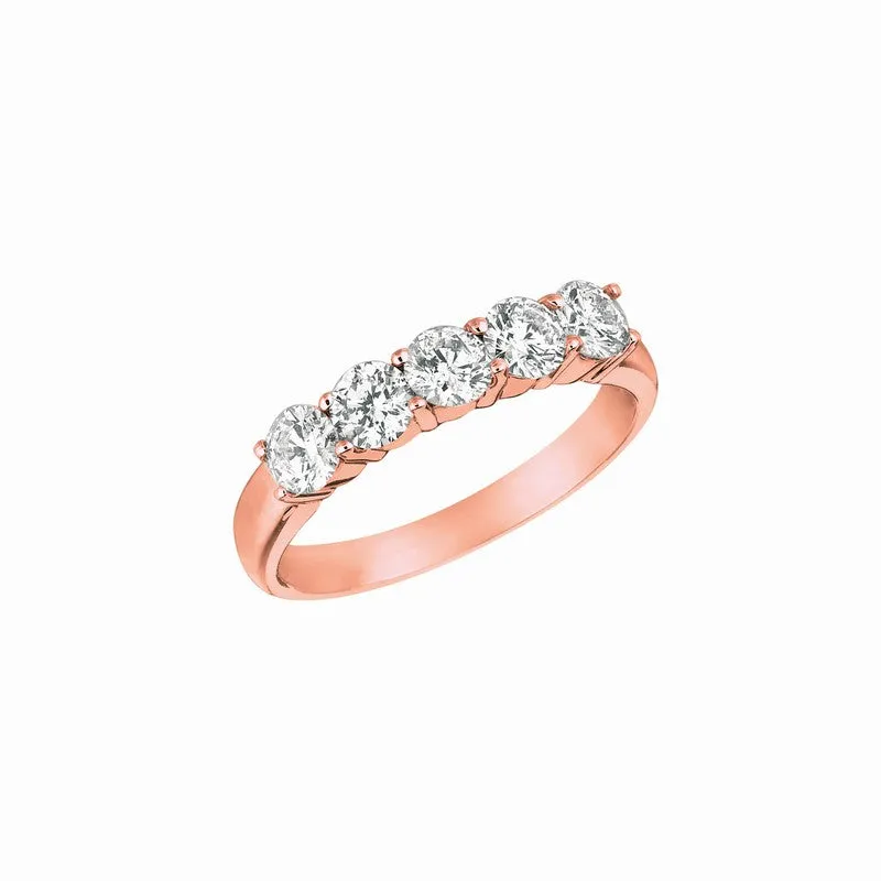1.00 CARAT 5 STONE DIAMOND RING BAND 14K GOLD
