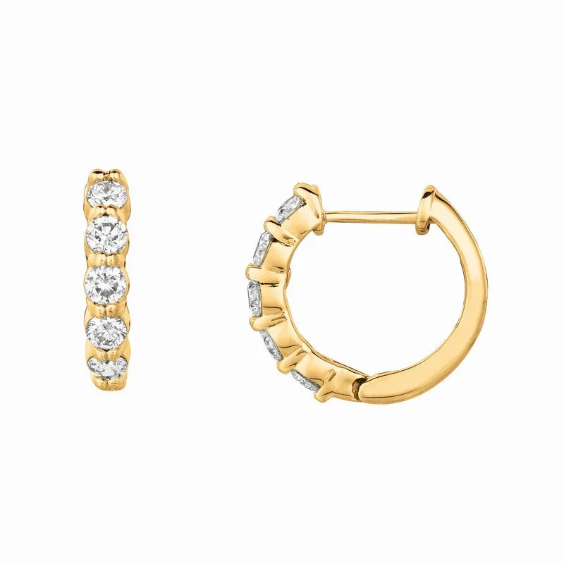 1.00 CT DIAMOND HOOP EARRINGS SET IN 14K GOLD