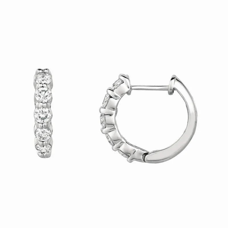 1.00 CT DIAMOND HOOP EARRINGS SET IN 14K GOLD