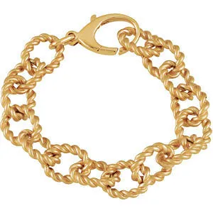 10.75mm Sterling Silver Gold Plated Link Bracelet