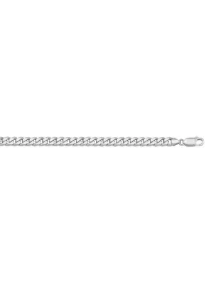 10k, 14k White Gold Flat Beveled Link Curb 4.0 mm Italian Bracelet