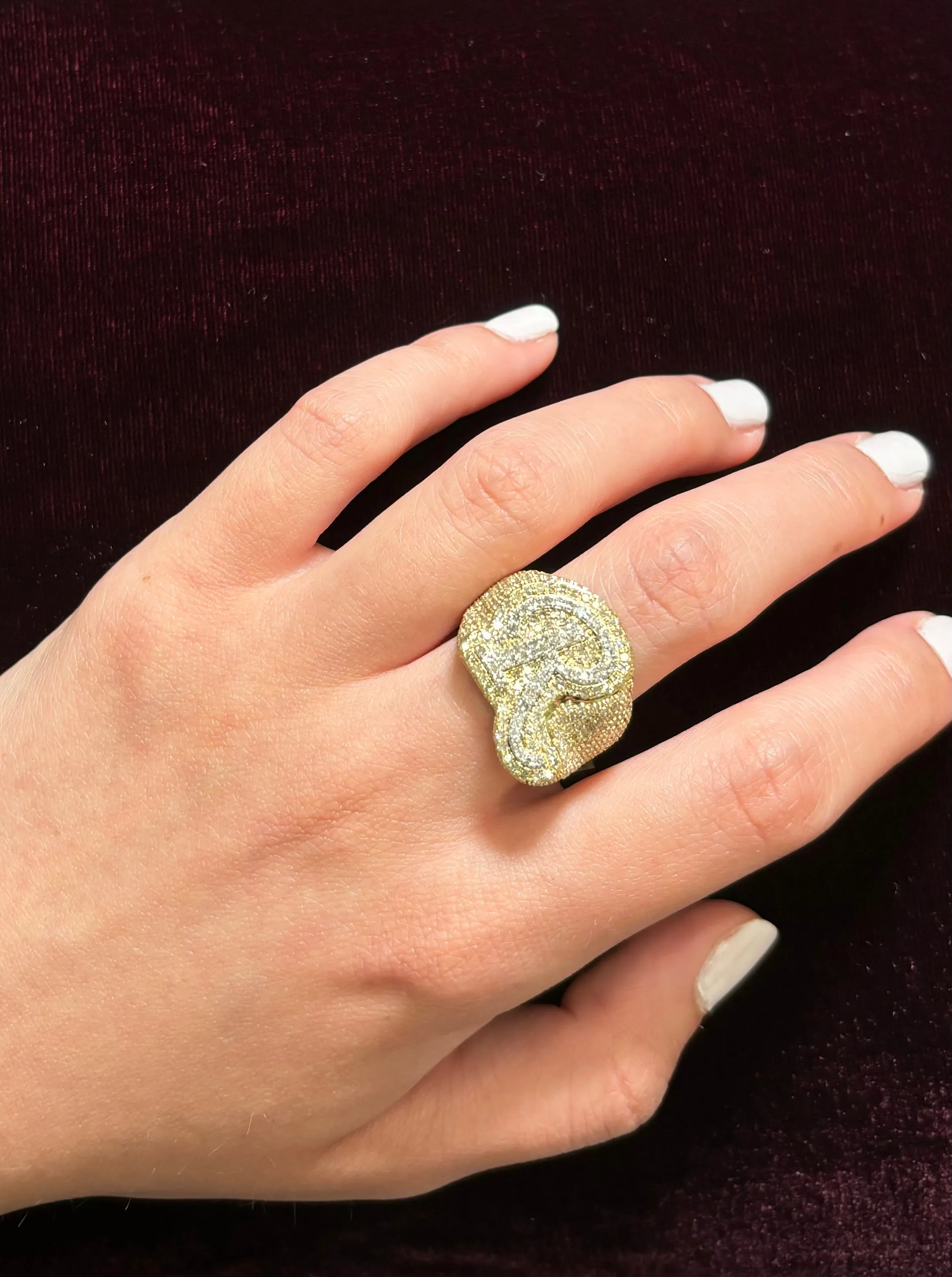 10K Bubble Script Initial Diamond Ring