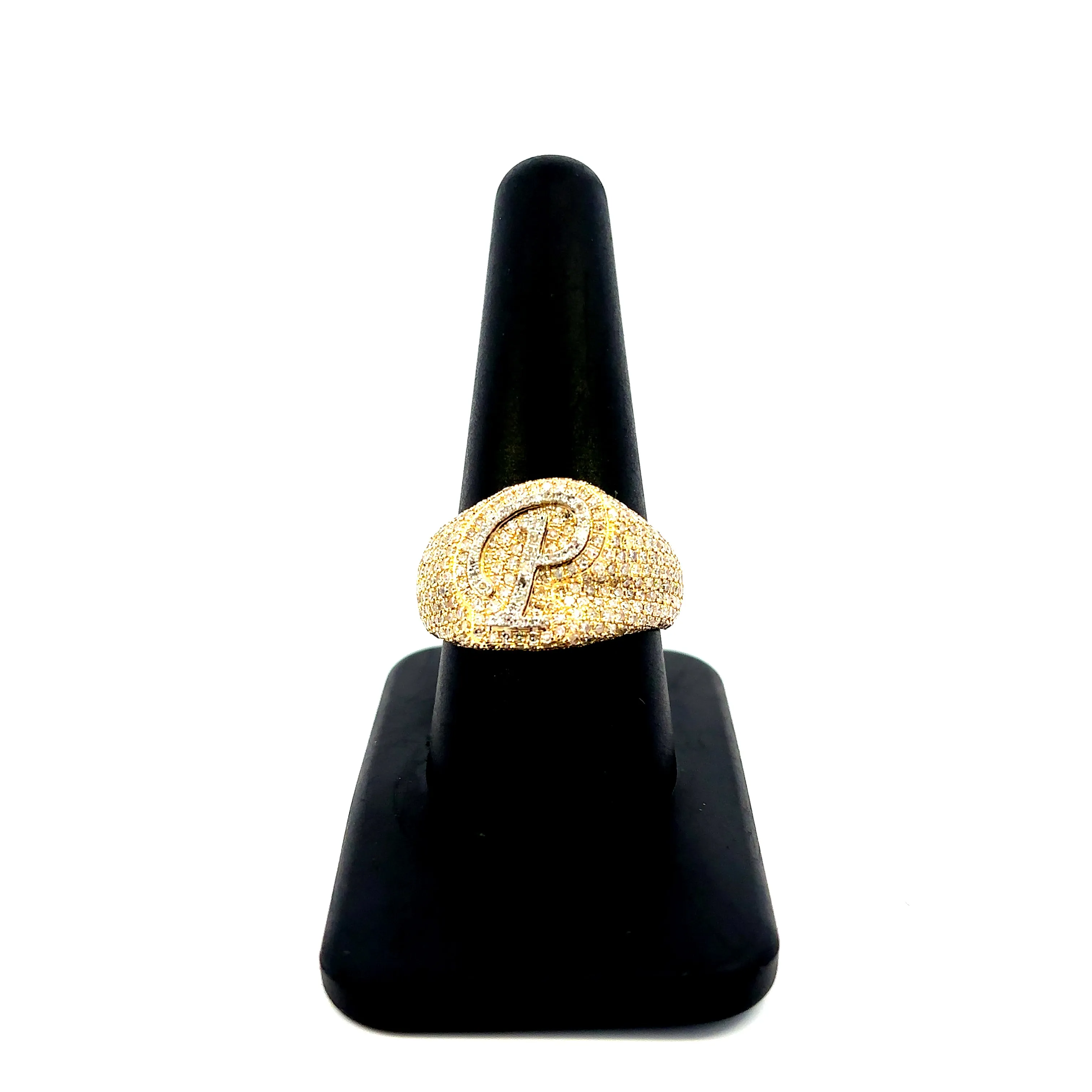 10K Bubble Script Initial Diamond Ring