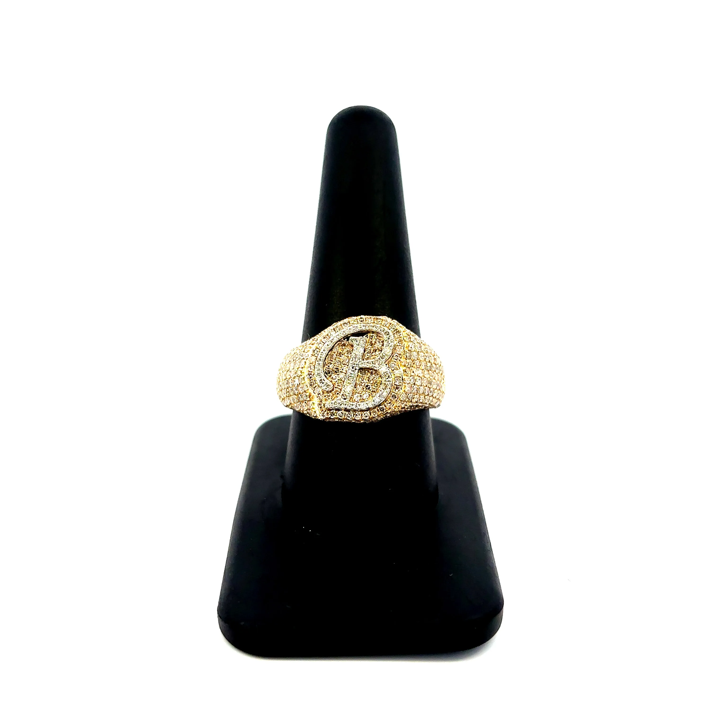 10K Bubble Script Initial Diamond Ring