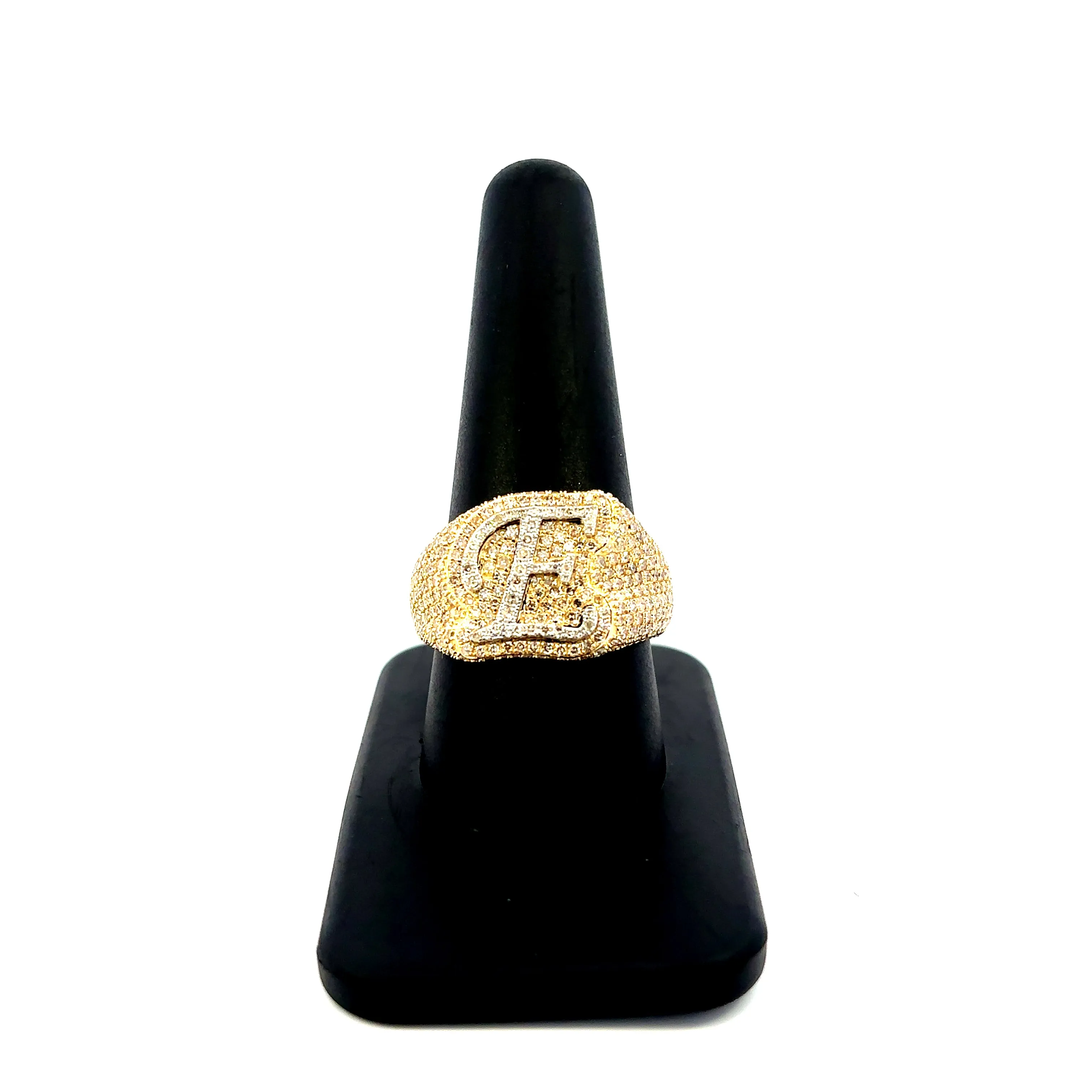 10K Bubble Script Initial Diamond Ring