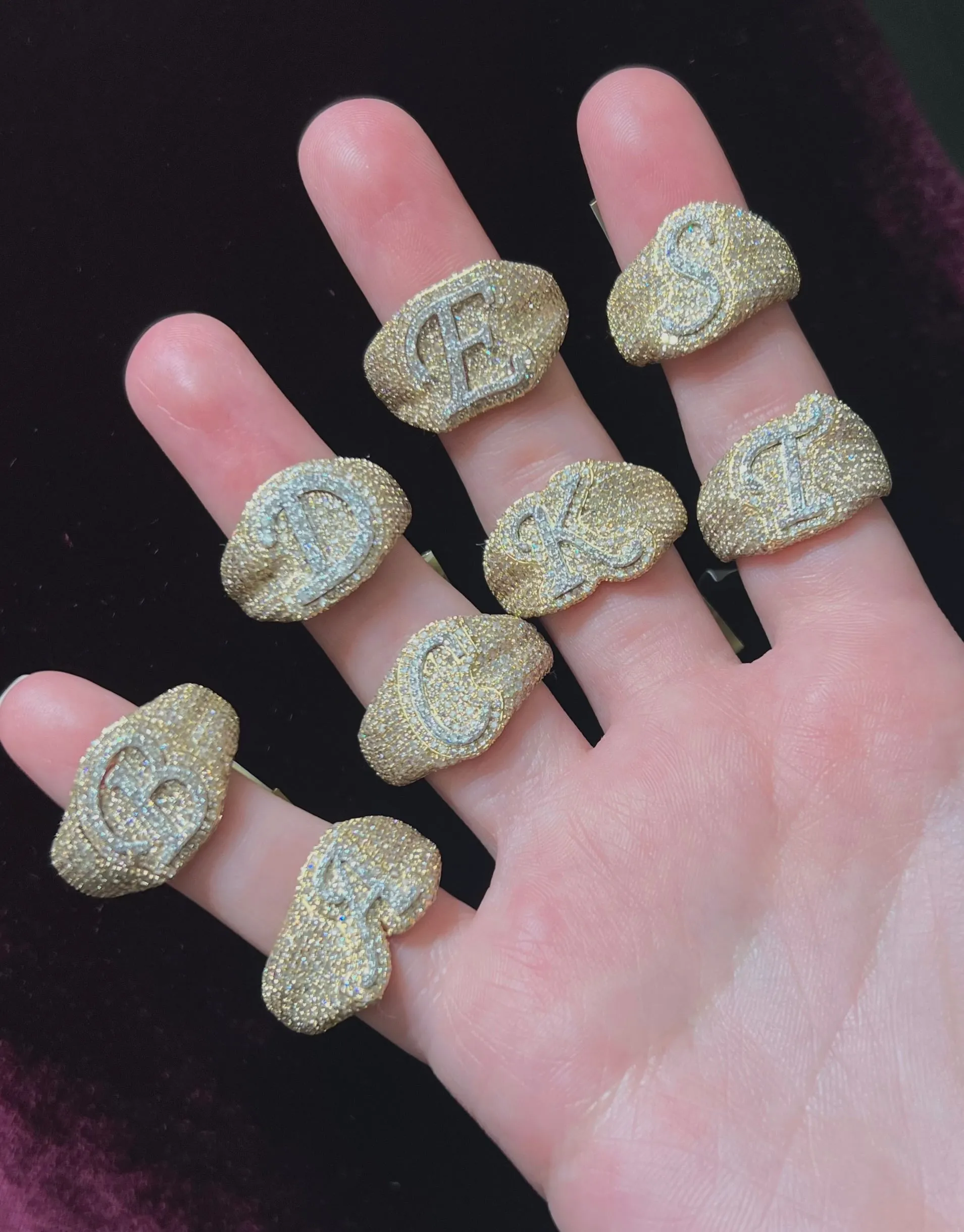 10K Bubble Script Initial Diamond Ring