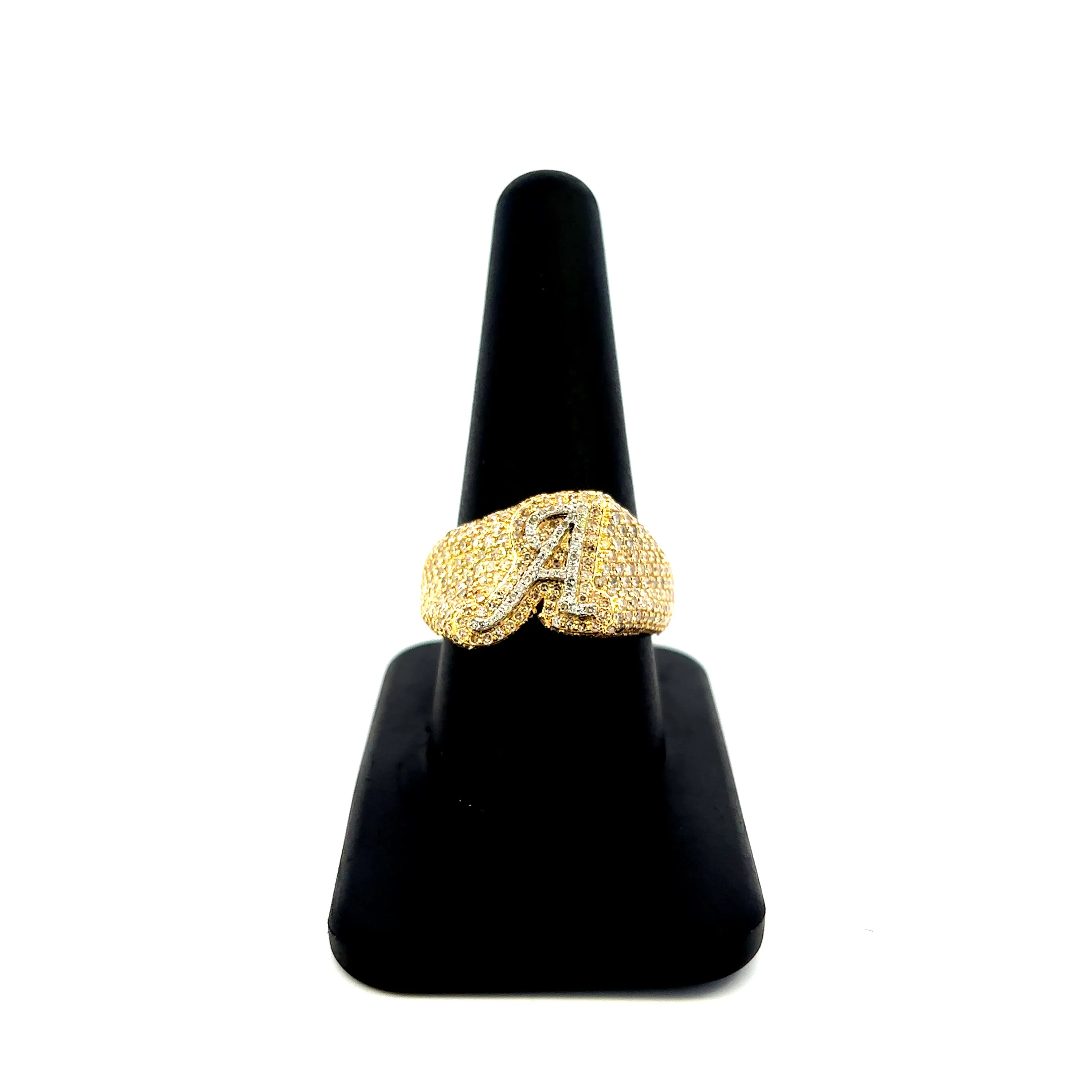 10K Bubble Script Initial Diamond Ring