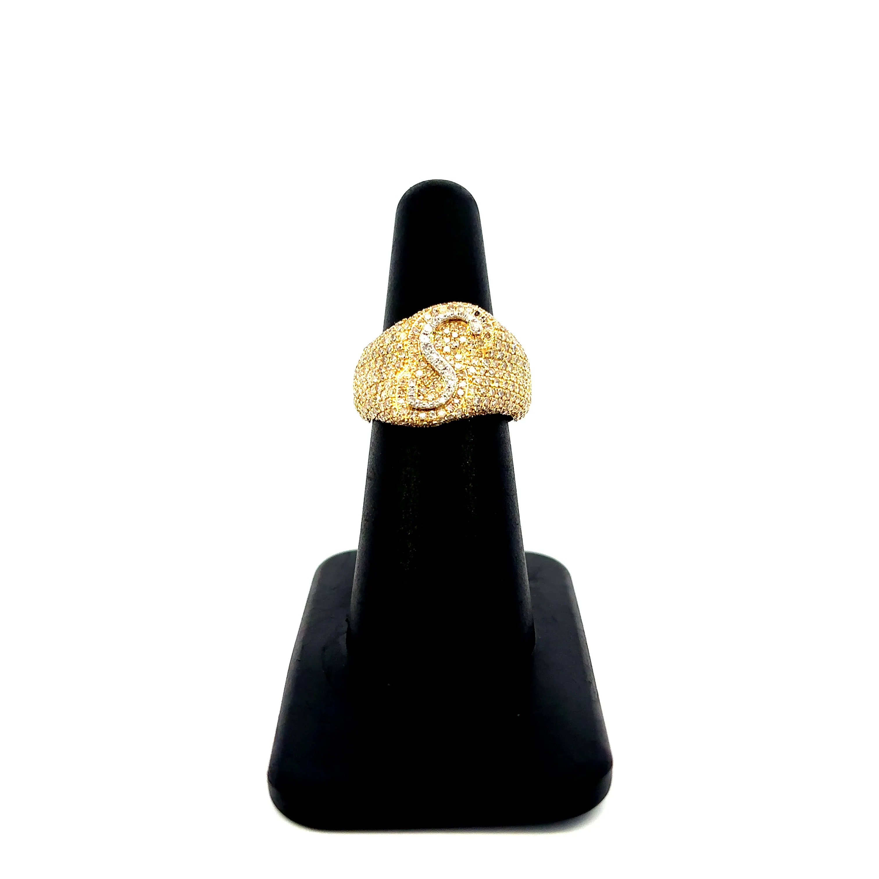 10K Bubble Script Initial Diamond Ring