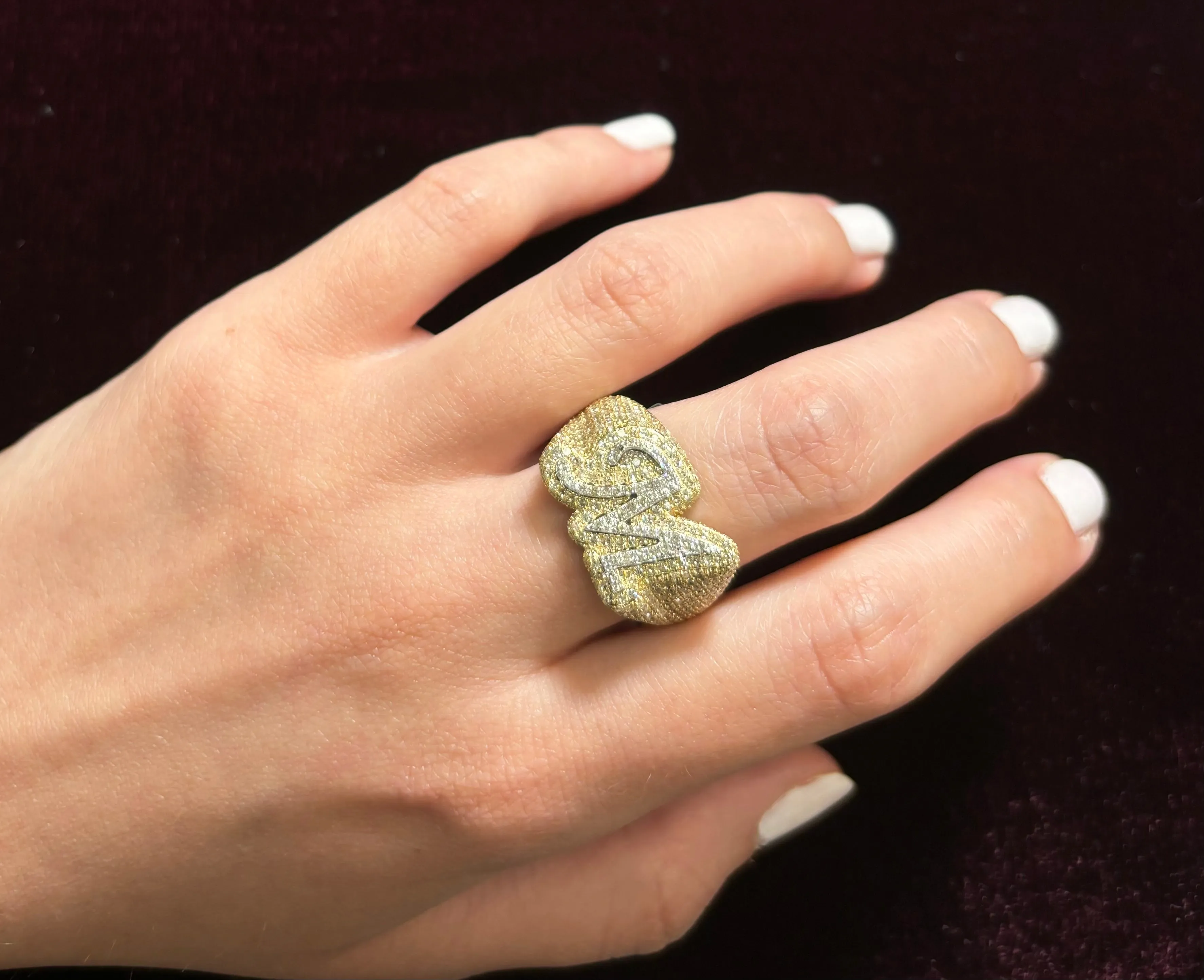 10K Bubble Script Initial Diamond Ring