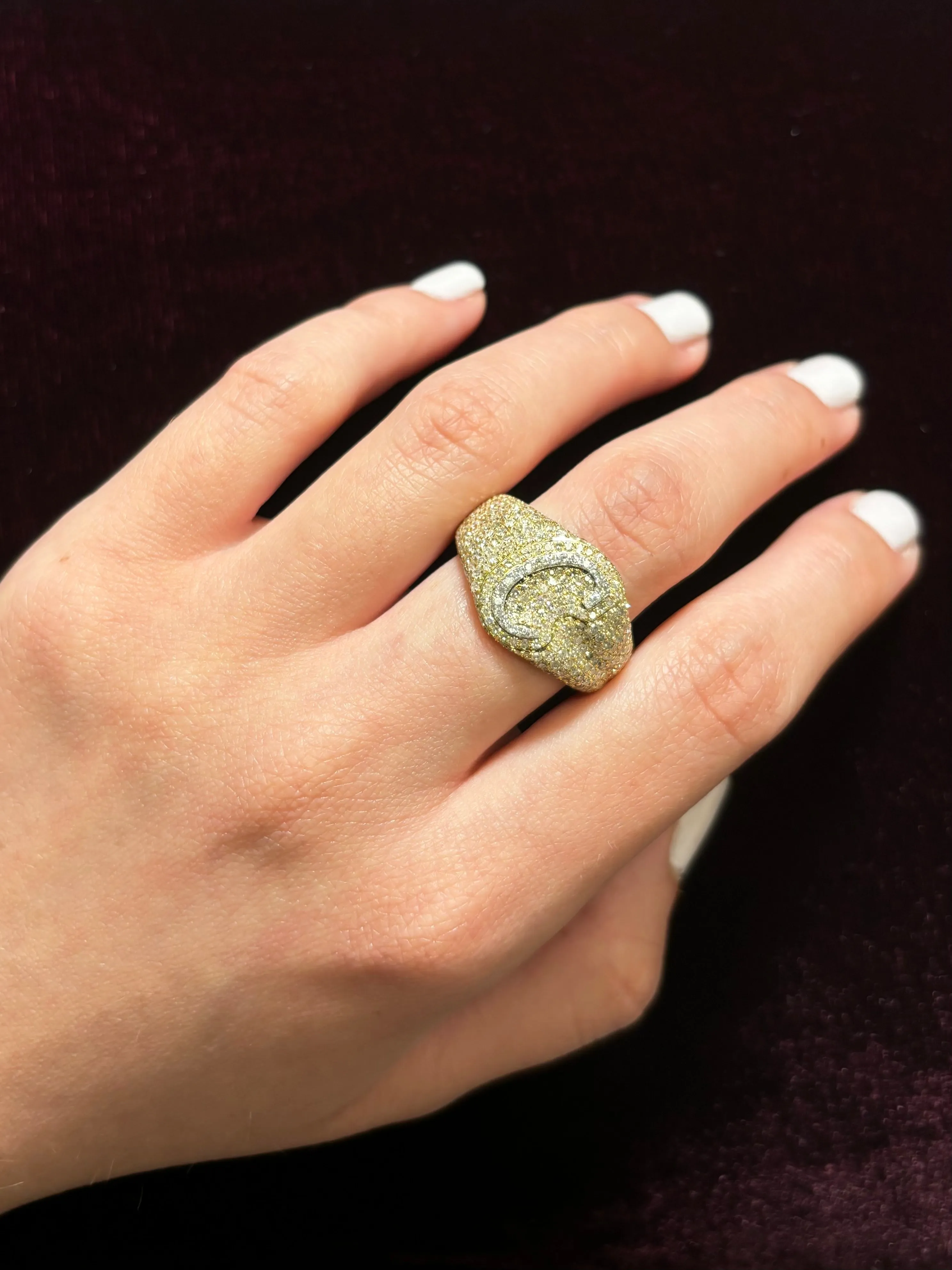 10K Bubble Script Initial Diamond Ring