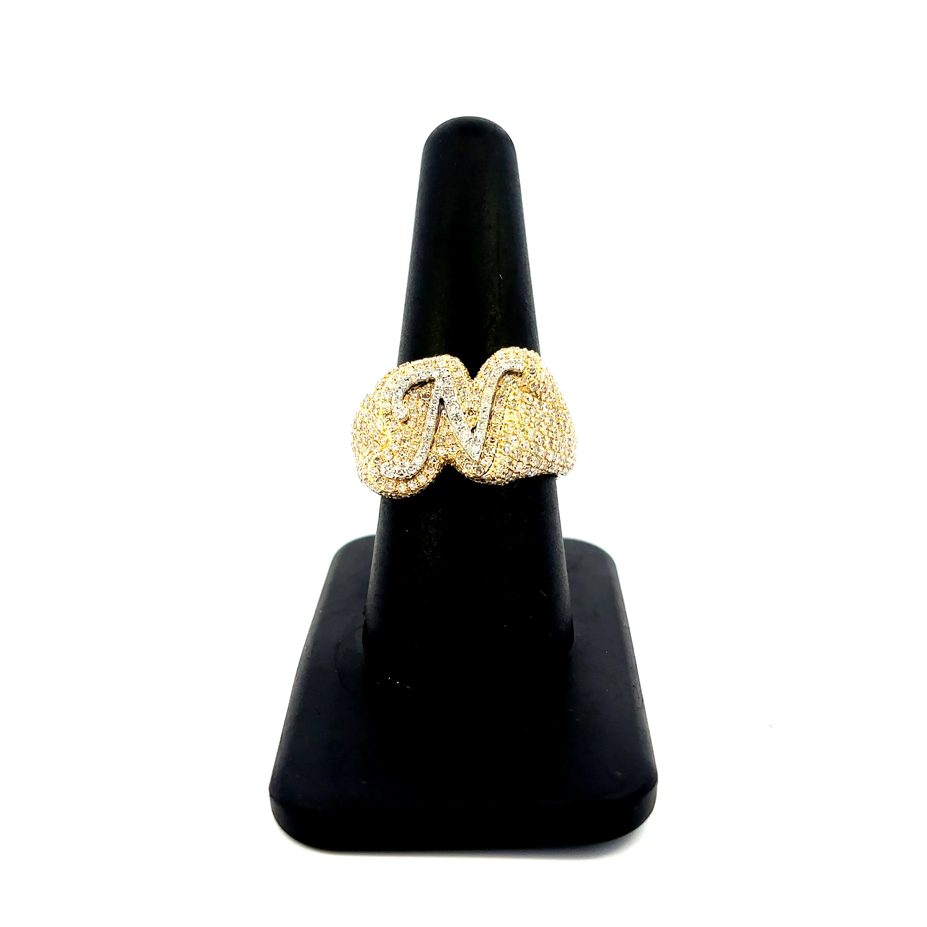 10K Bubble Script Initial Diamond Ring