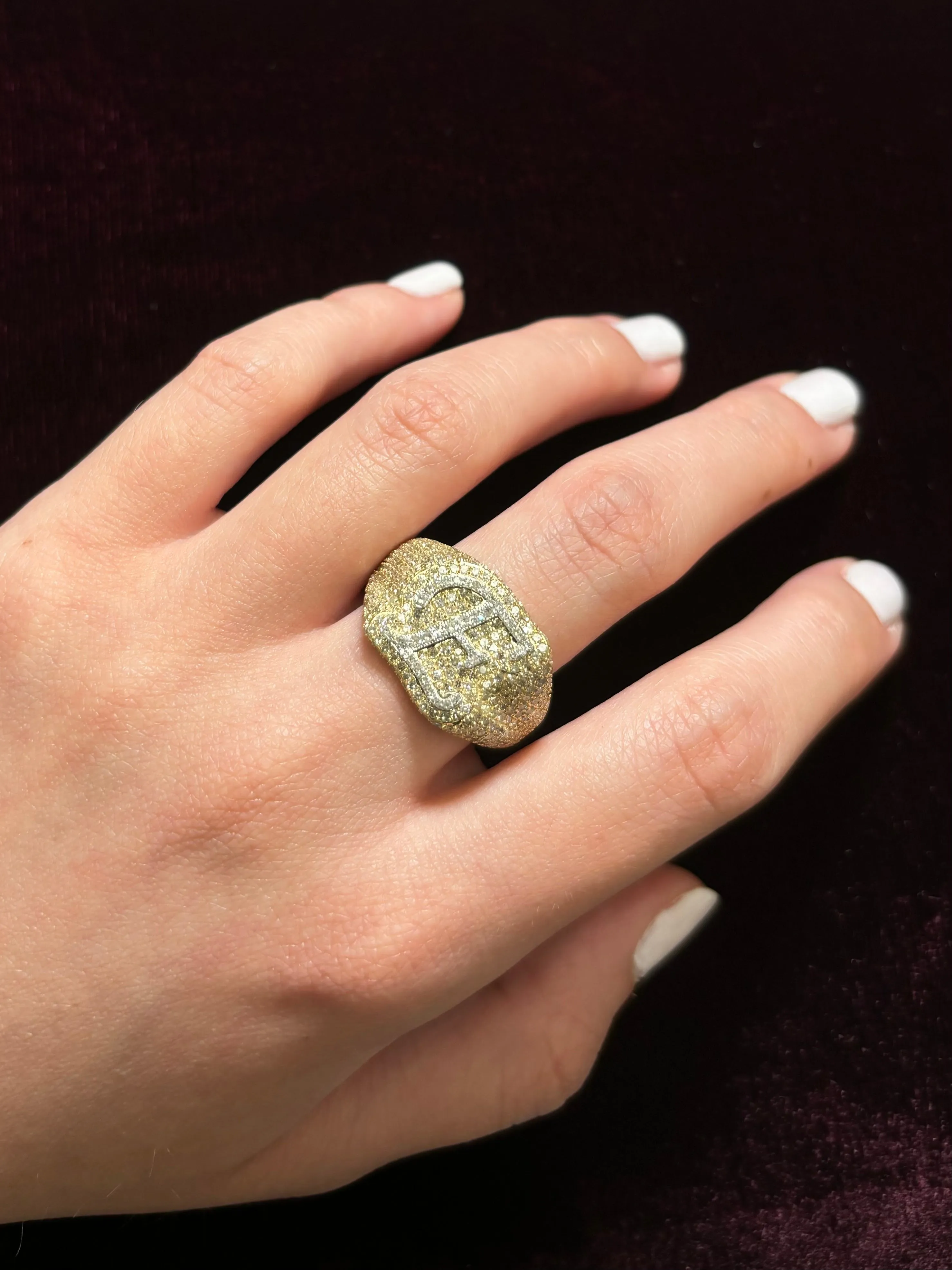 10K Bubble Script Initial Diamond Ring