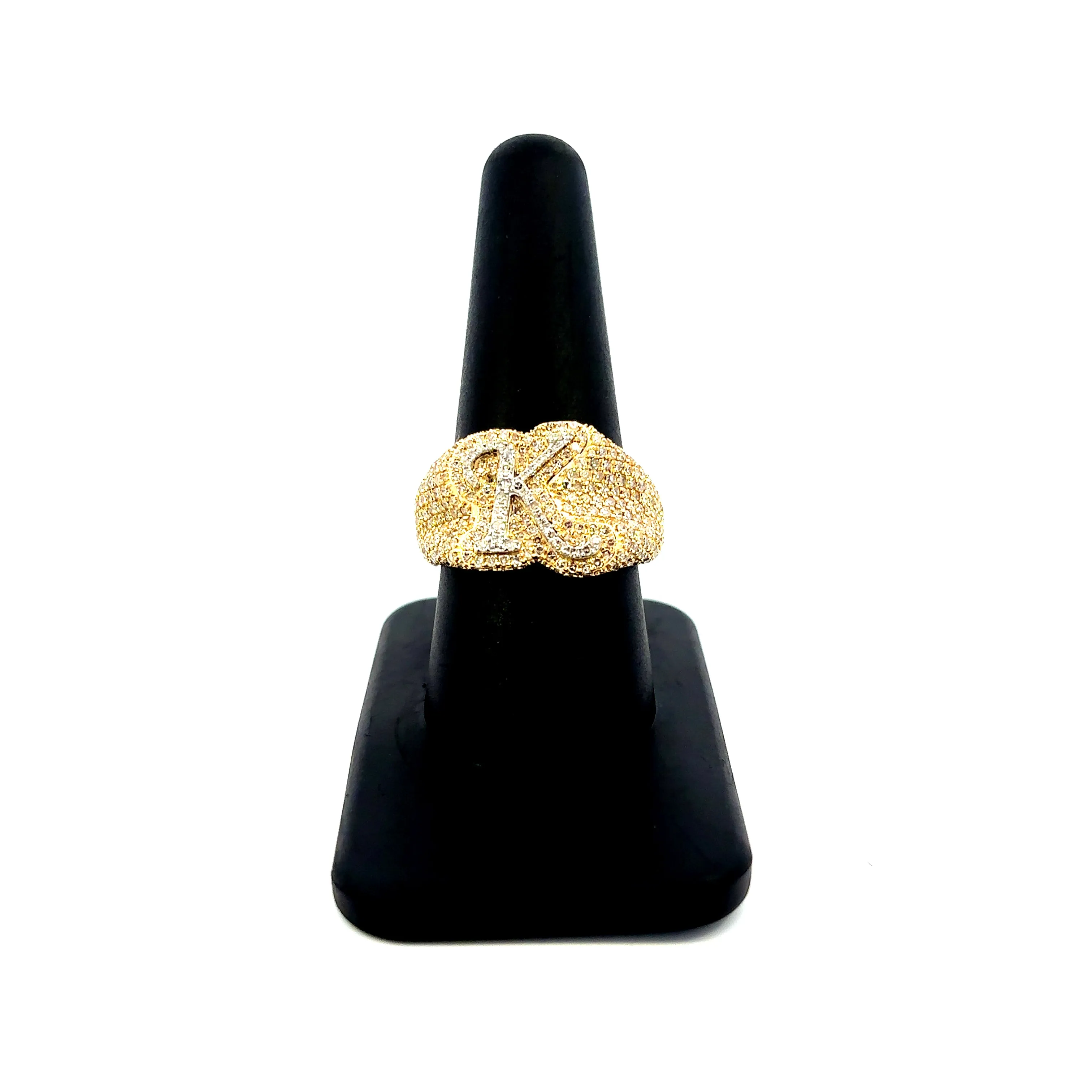 10K Bubble Script Initial Diamond Ring