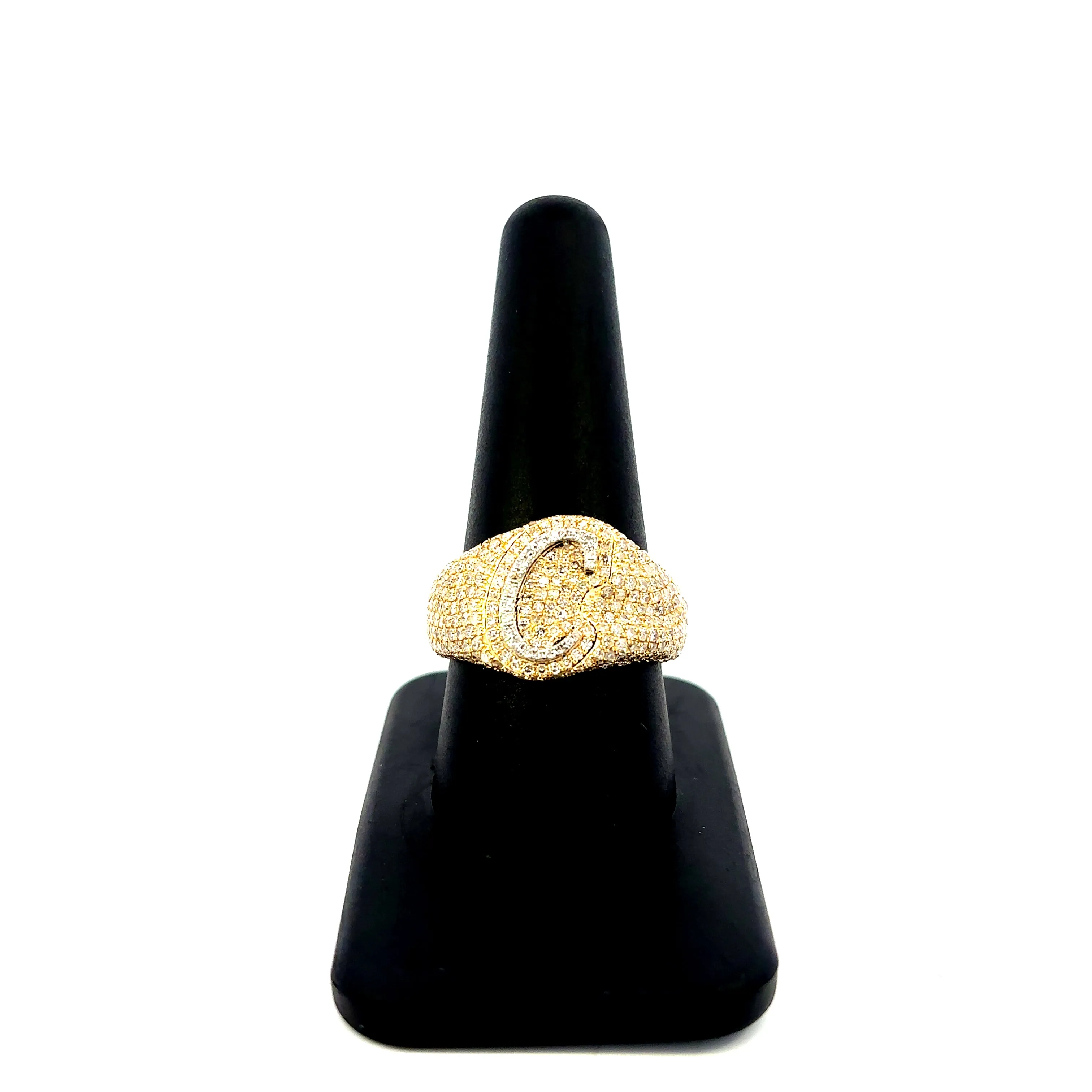 10K Bubble Script Initial Diamond Ring