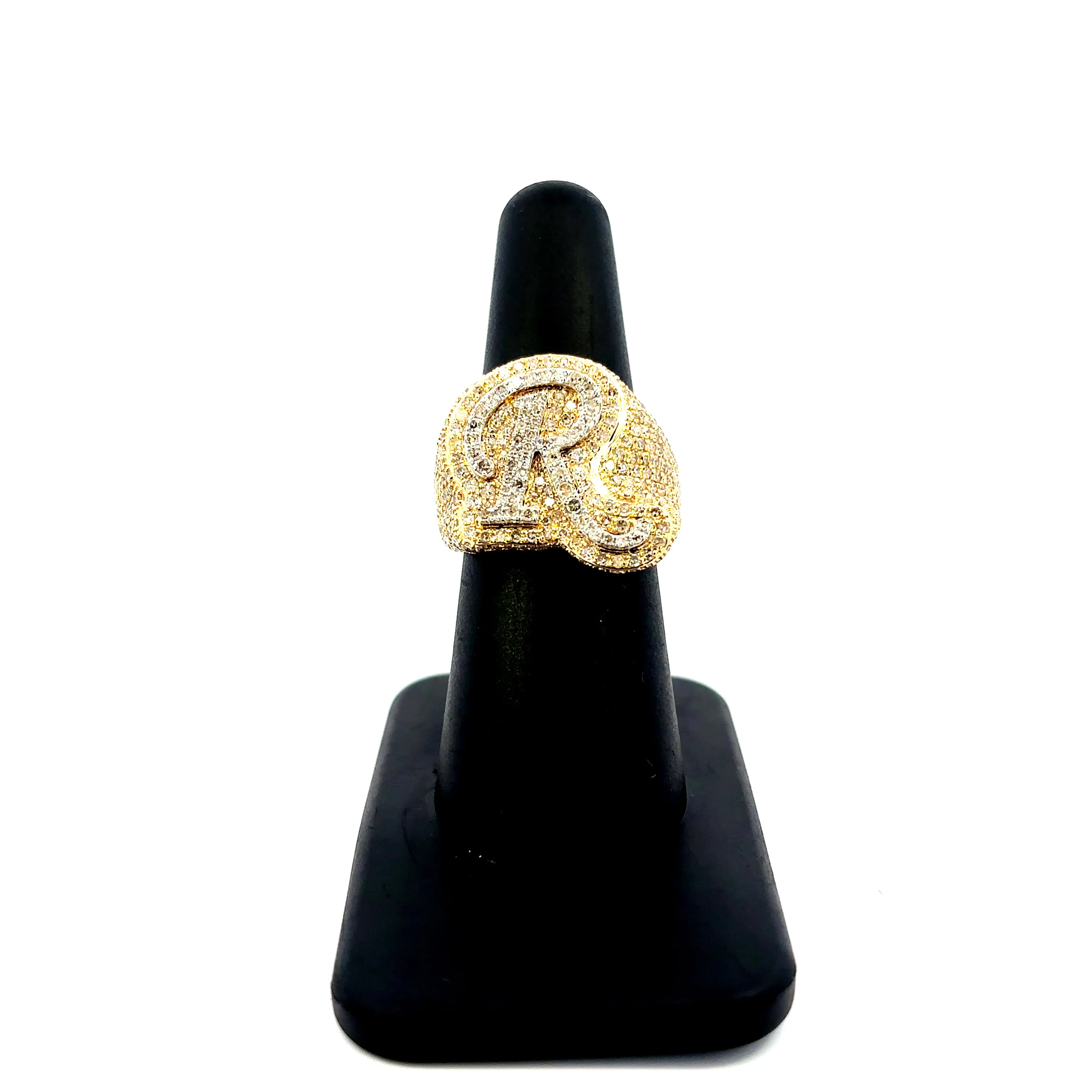10K Bubble Script Initial Diamond Ring