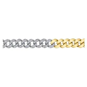 10K Gold (1.00ct) Diamond Curb Link Bracelet7.5"
