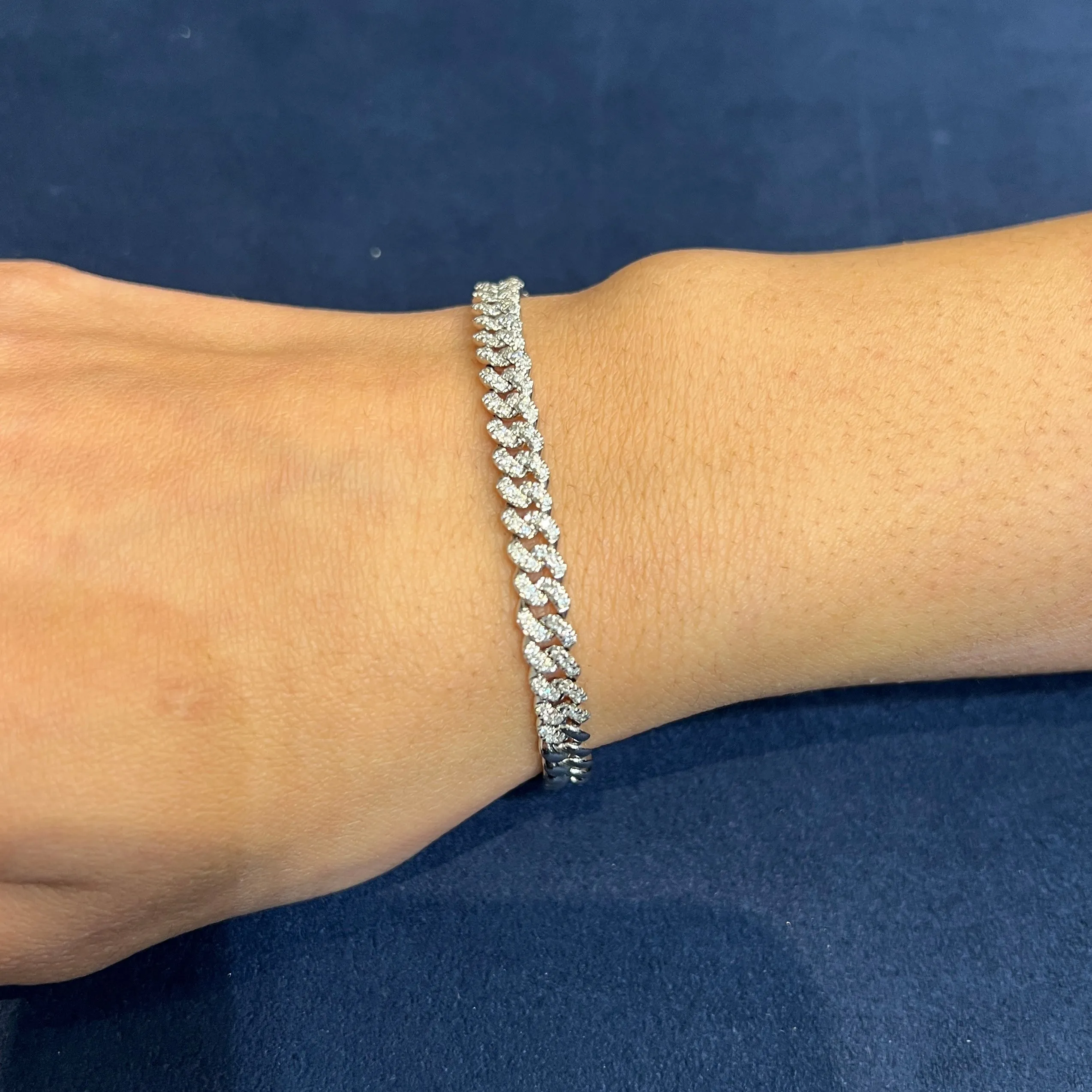 10K Gold (1.00ct) Diamond Curb Link Bracelet7.5"