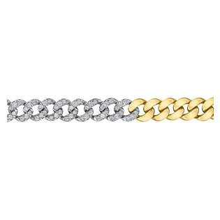 10K Gold (1.00ct) Diamond Curb Link Bracelet7.5"