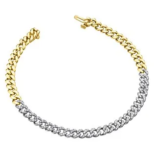 10K Gold (1.00ct) Diamond Curb Link Bracelet7.5"