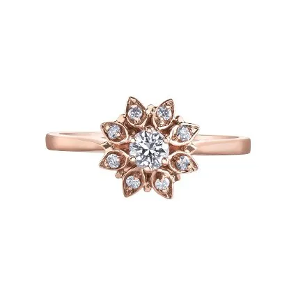 10K Rose Gold (0.26ct) Canadian Diamond Floral Halo Ring