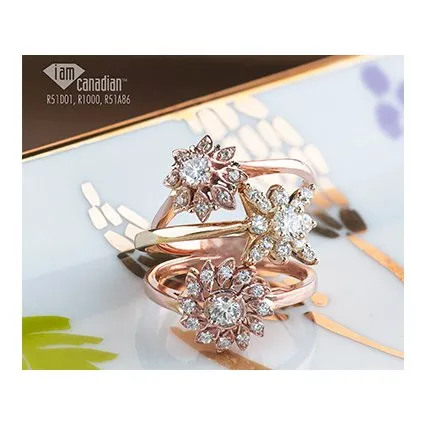 10K Rose Gold (0.26ct) Canadian Diamond Floral Halo Ring