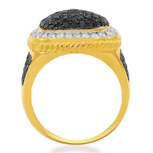 10K Solid Yellow Gold Black Diamond Rings for Men Collection Ring 6.50 Ctw