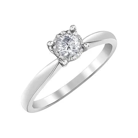10K White Gold (0.25ct) Diamond Illusion Setting Solitaire Engagement Ring