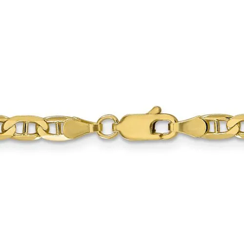 10K Yellow Gold (3.75mm) Concave Anchor Link Bracelet 7"