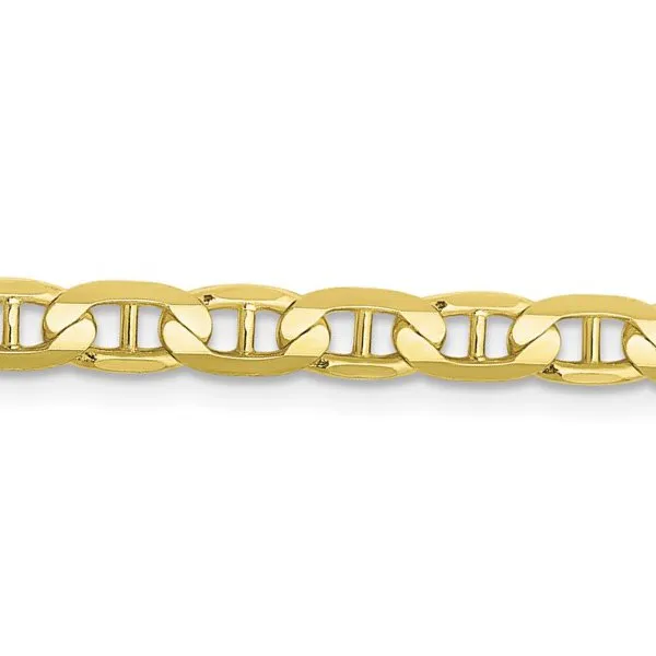 10K Yellow Gold (3.75mm) Concave Anchor Link Bracelet 7"