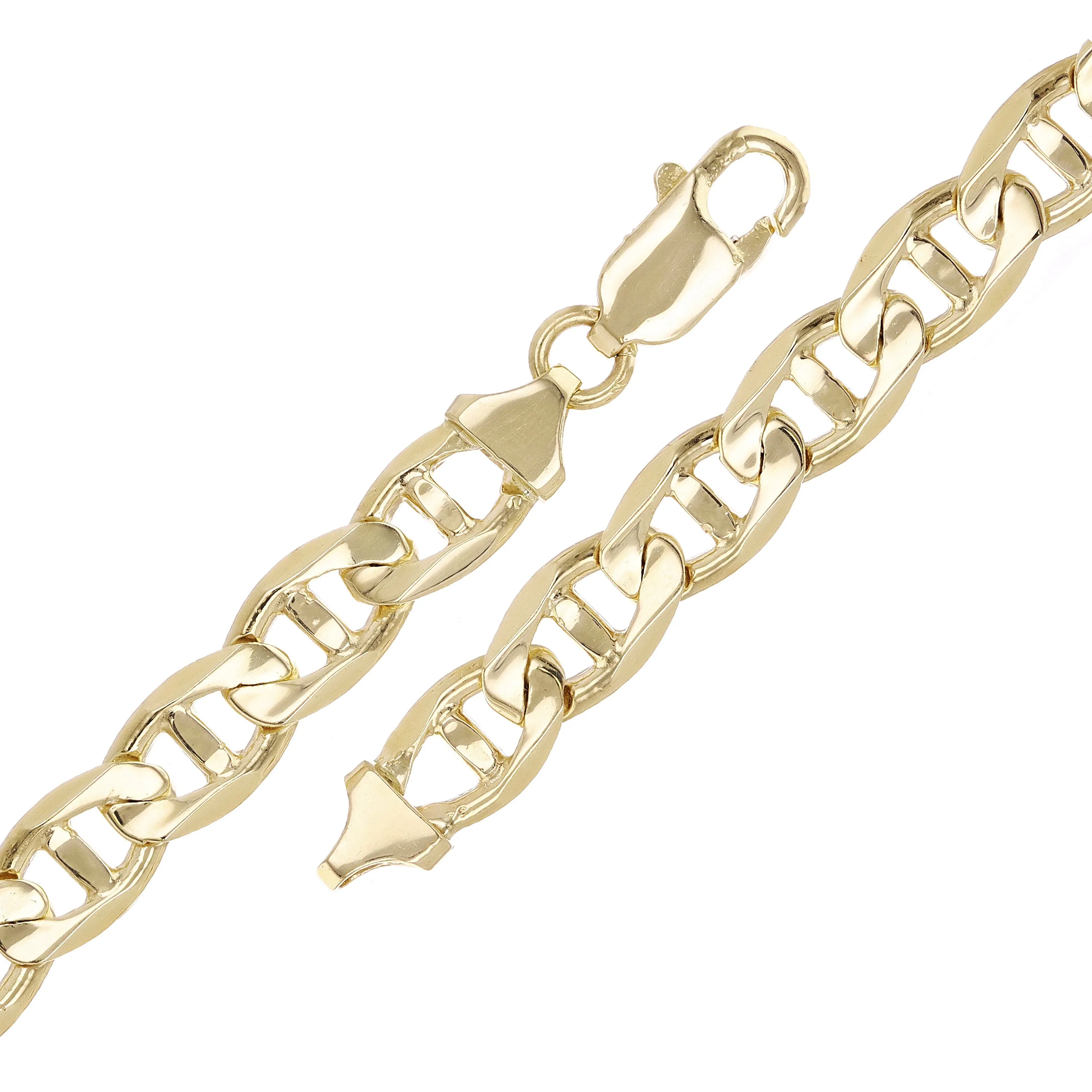 10k Yellow Gold Solid Anchor Mariner Link Chain Bracelet 7.7mm Various Lengths