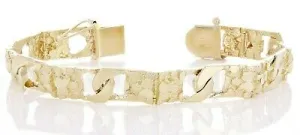 10k Yellow Gold Solid Cuban & Nugget Link Bracelet 8.5" 9mm 20 grams